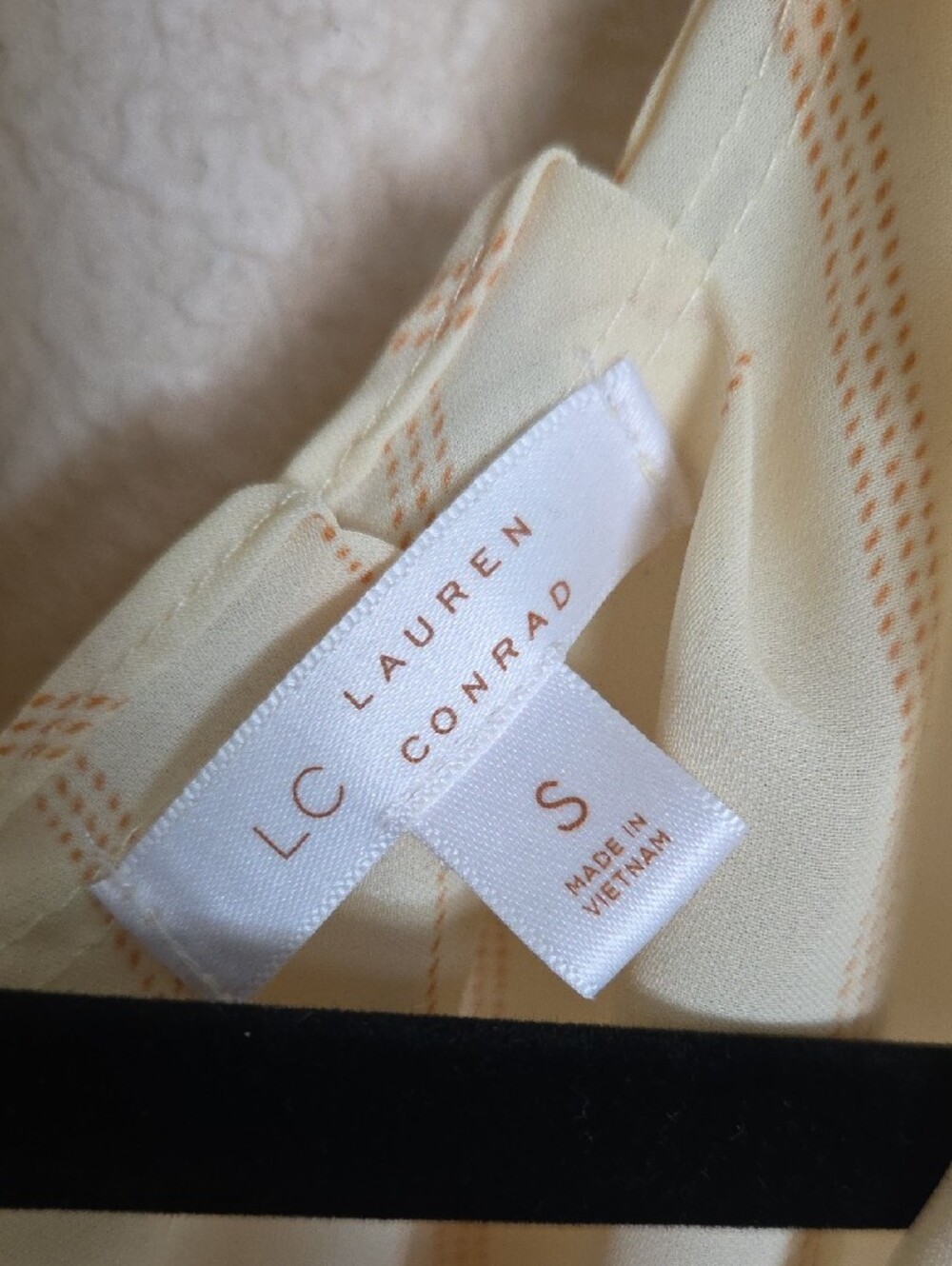 LC Lauren Conrad Light Yellow Blouse with Peach Pinstripes - Picture 3 of 10